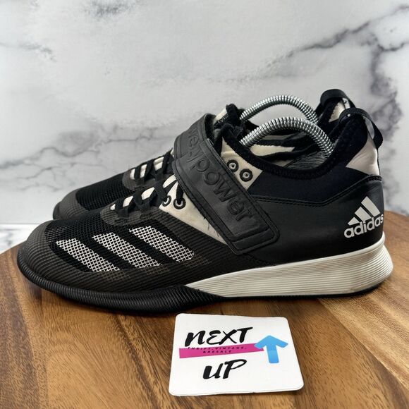 Mens size 8.5-Adidas Crazy Power Black White Weightlifting Power Lifting Shoes - Picture 1 of 9